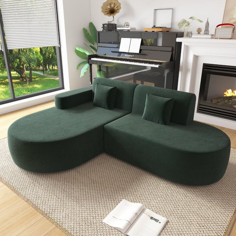 No Assembly Required Corner Sofa, L-Shape Sectional Sofa With 2 Pillows gallery