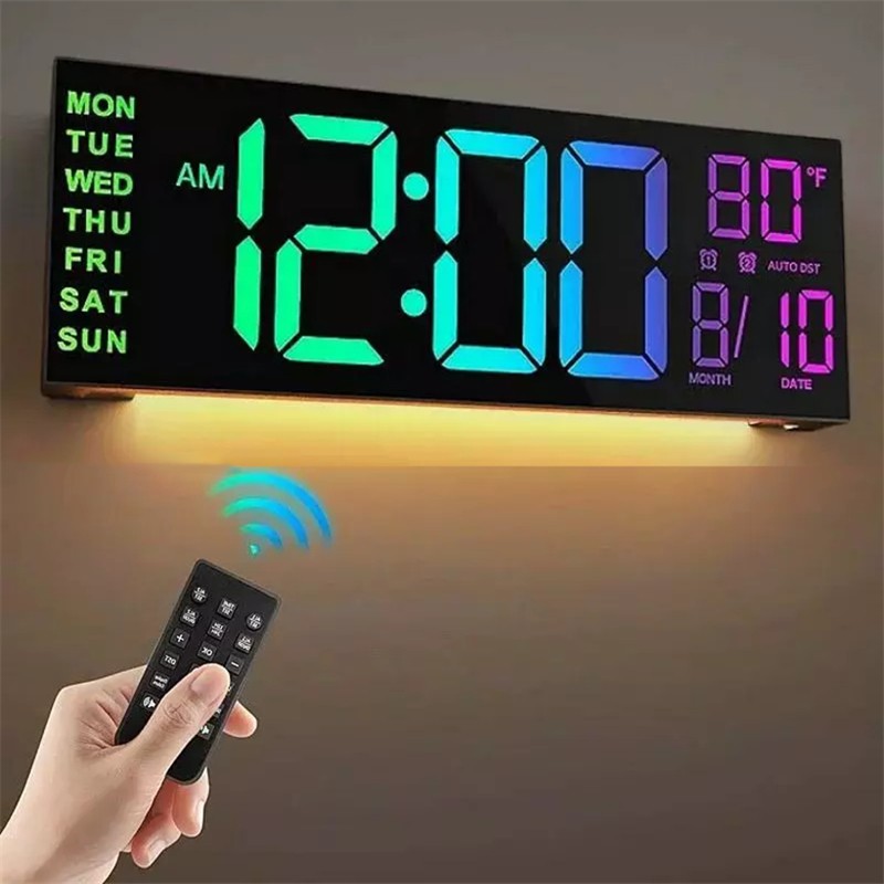 16" Large Digital Wall Mount LED Clock Count Down Timer with Remote,8 RGB Colors gallery
