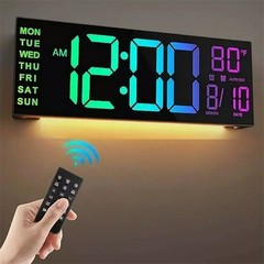 16″ Large Digital Wall Mount LED Clock Count Down Timer with Remote,8 RGB Colors