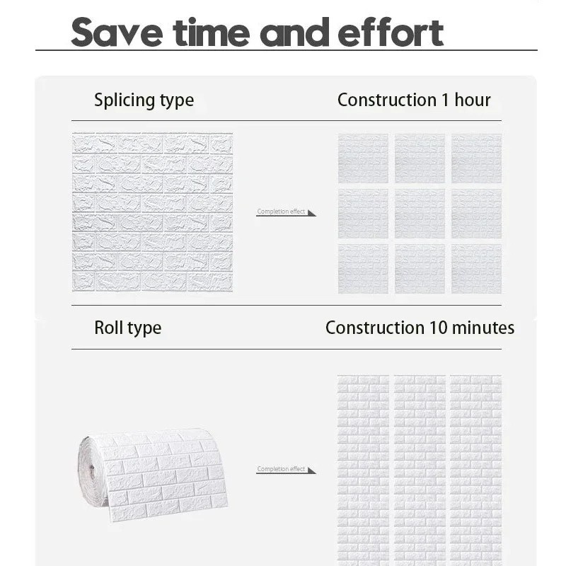 Self-Adhesive Water Proof Wallpaper In Assorted Brick Patterns 2 Sizes gallery