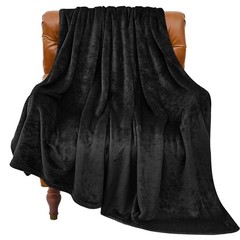 Fleece Blanket Black Throw Blankets for Couch & Bed, Luxury Plush Cozy Fuzzy