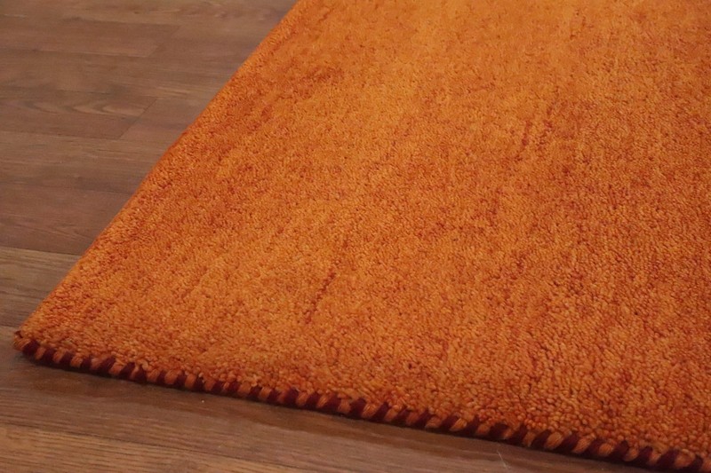 Transform Space with a Vibrant Sunset Gradient Rust Color Hand-made Wool Rug 6x8 gallery