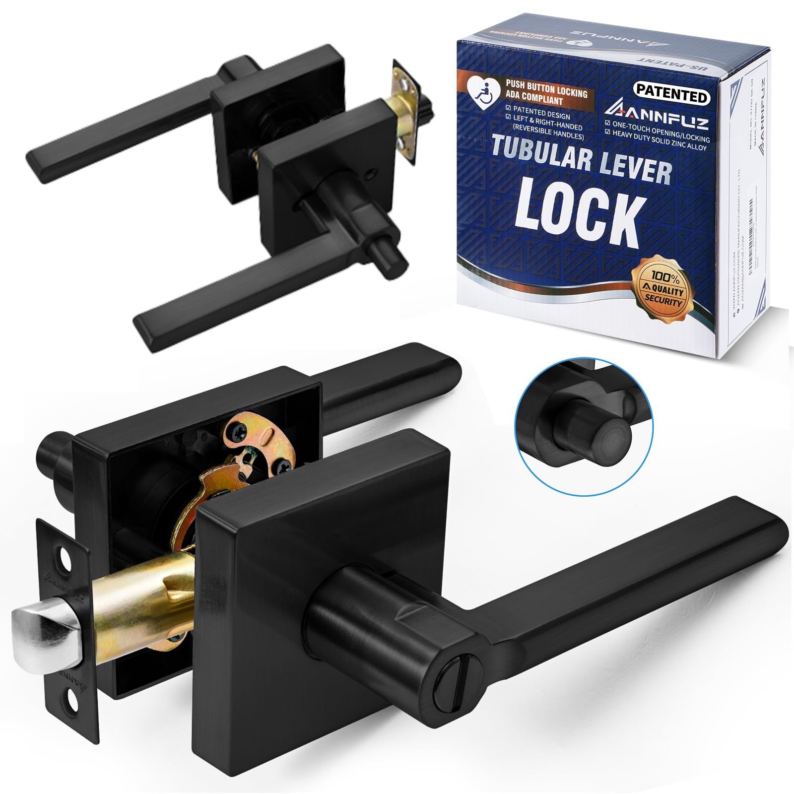 Privacy Push Button -Touch Locking Interior Door Handle Without Key,Non-Hande... gallery
