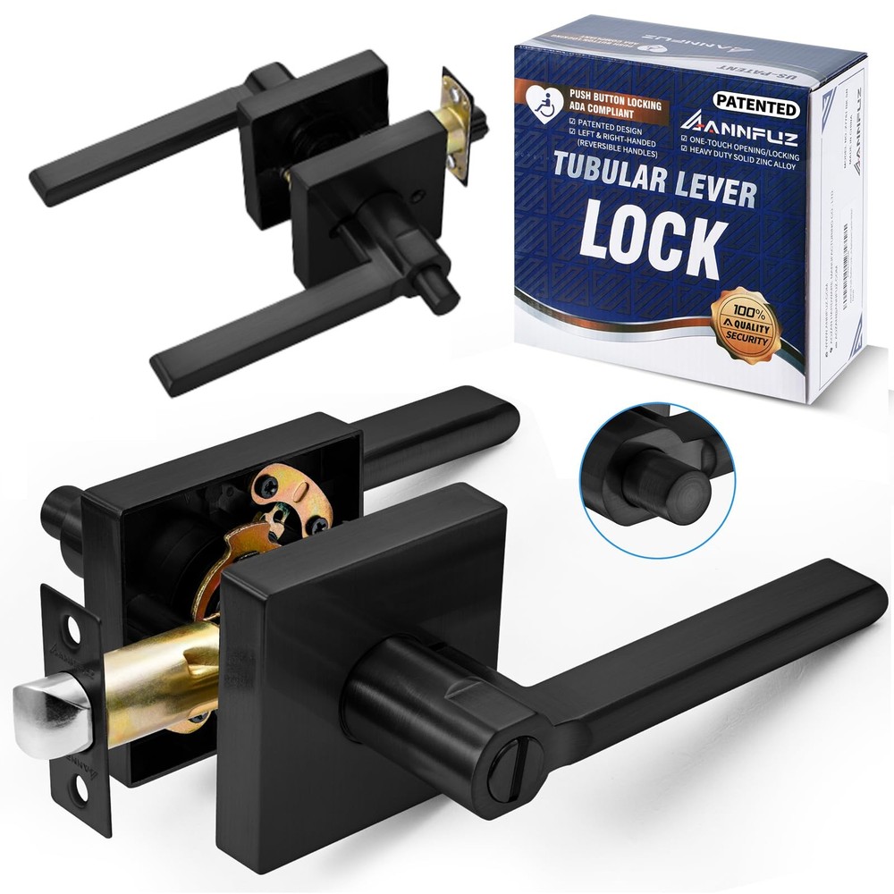Privacy Push Button -Touch Locking Interior Door Handle Without Key,Non-Hande...