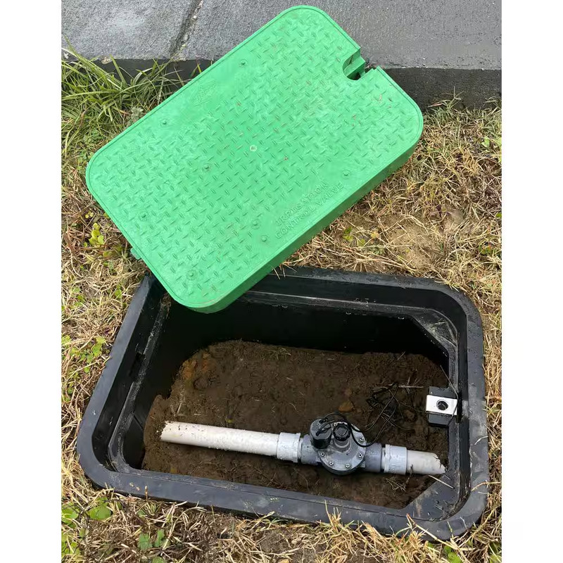 14 In. X 19 In. Rectangular Irrigation Valve Box and Lid, Black Box, Green Lid gallery