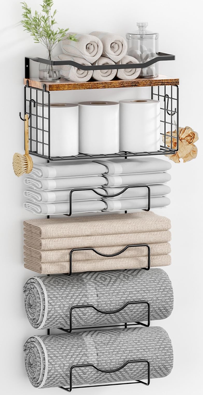 Towel Racks for Bathroom,Towel Rack Wall Mounted, 6 Tier Rolled Or Folded Tow... gallery