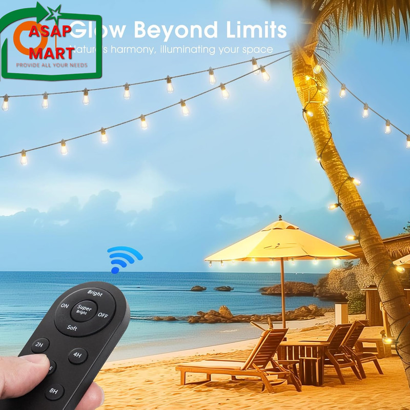 Addlon 54(48+6) FT Solar String Lights Outdoor Waterproof with USB Port & Remote gallery