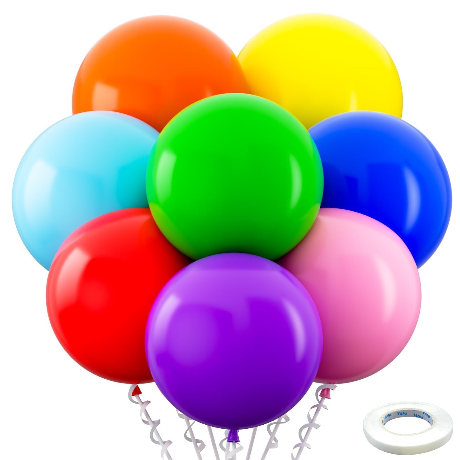 Assorted Rainbow Giant Balloons 36 Inch 8 Pack Jumbo Multicolor Large Round ... gallery