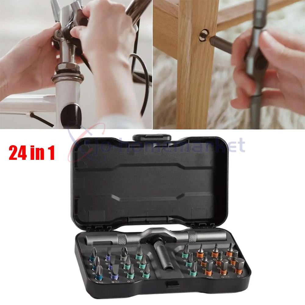 25pcs 24 in 1 Multifunction Screwdriver Head Set Household Repair Ratchet Wrench gallery