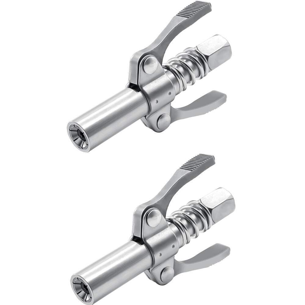 2x Grease Gun Coupler Double Handle High Pressure Quick Release Lock Oil Nozzles gallery