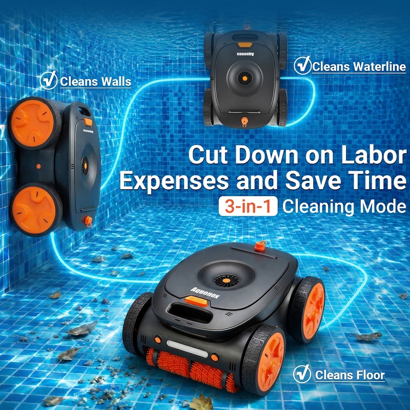 Cordless Robotic Pool Cleaner, APP&Remote Control Wall Climbing Waterline Floor gallery