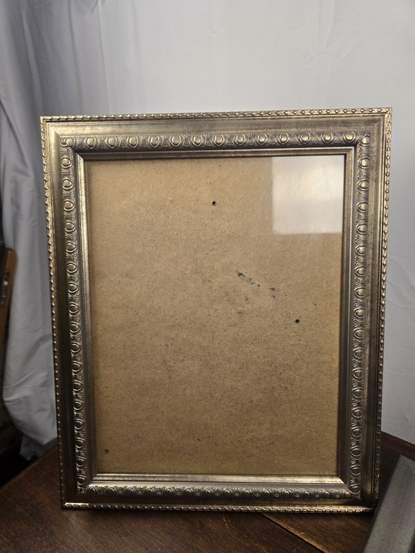 2 Baroque Style Silver Hanging/Free Standing Picture Frames W/Glass Photo 11 X14 gallery