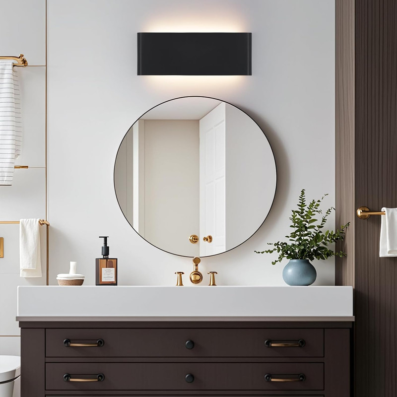 5 CCT (3000K-6500K) Adjustable Dimmable Wall Lamp 24W Modern Black LED Vanity Li gallery