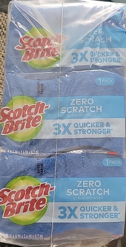Scotch-Brite ZERO SCRATCH BLUE Scrub Sponges 24 Individual Wrapped Scrub Sponges gallery