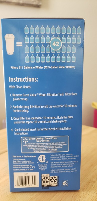 GREAT VALUE Replacement Water Filter Tank Filer 6 Months gallery