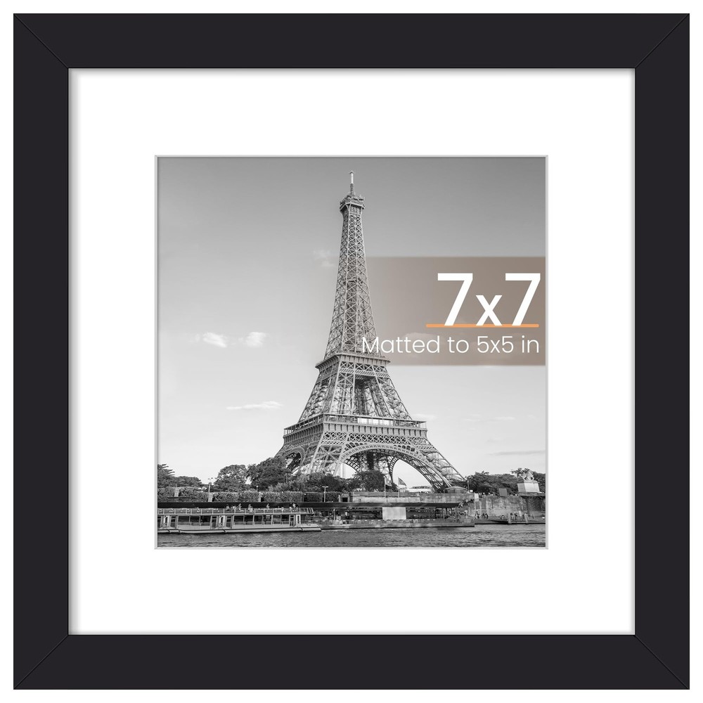 upsimples 7x7 Picture Frame, Display Pictures 5x5 with Mat or 7x7 Without, Wa...