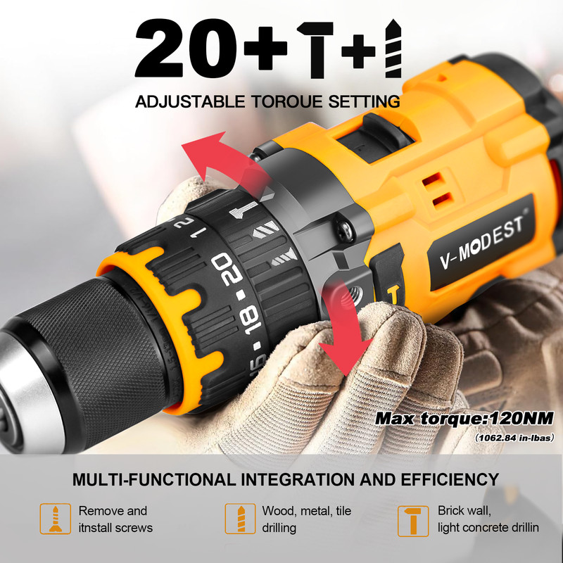 1/2" Brushless Cordless Hammer Drill/Driver For DEWALT 20V MAX Battery gallery