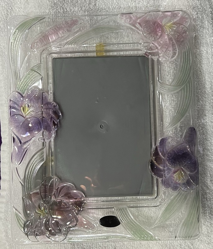 CrystalClearStudios Floral Picture Frame Carnival Glass see info to bundle clock gallery