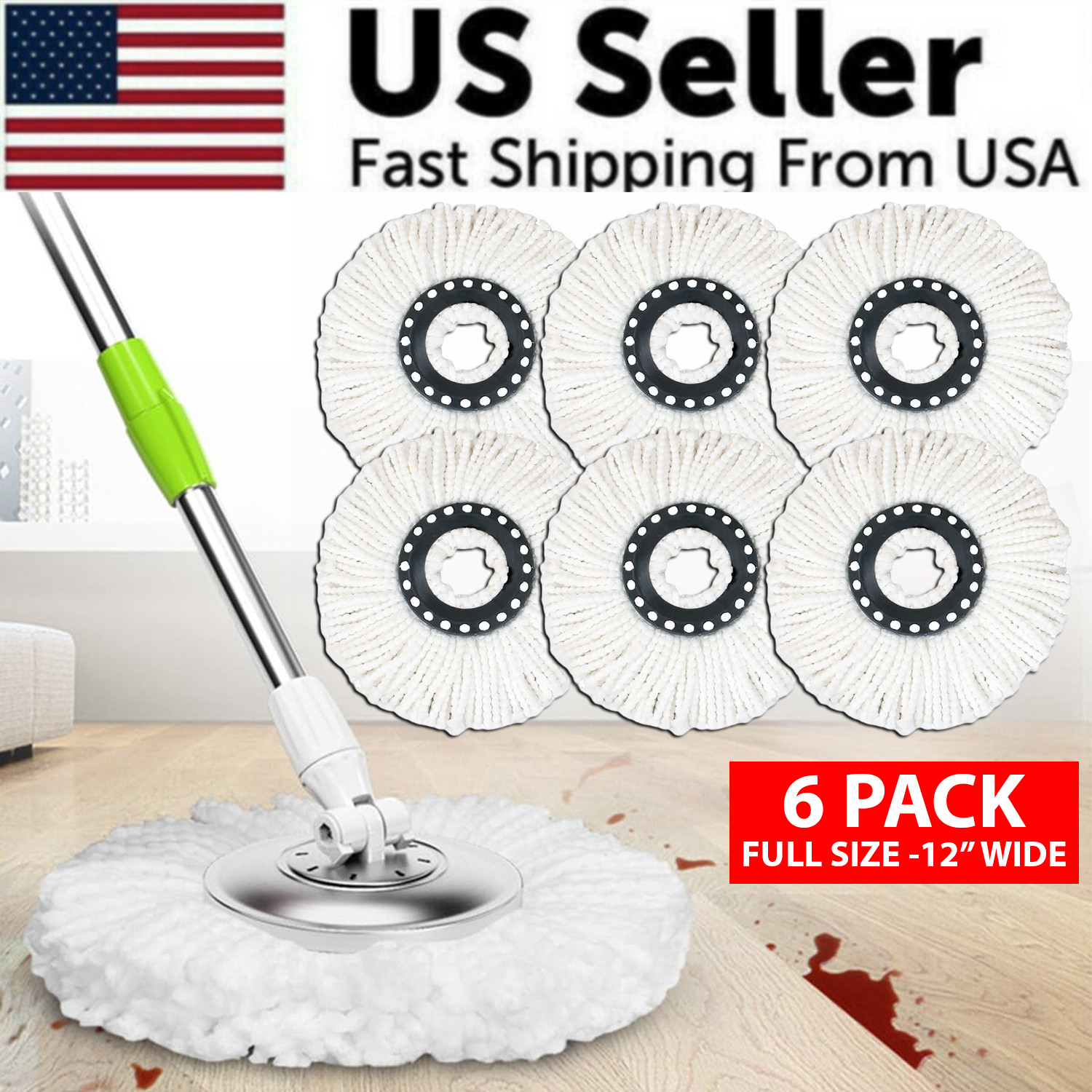 6 Pack Replacement Microfiber Mop Head Refill 360° Spin Easy Cleaning For Mop gallery