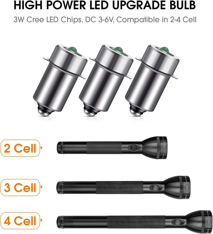 3 Pieces 3-6V LED Flashlight Bulb Replacement Bulb 3W DC3V P13.5S LED Flashlight gallery
