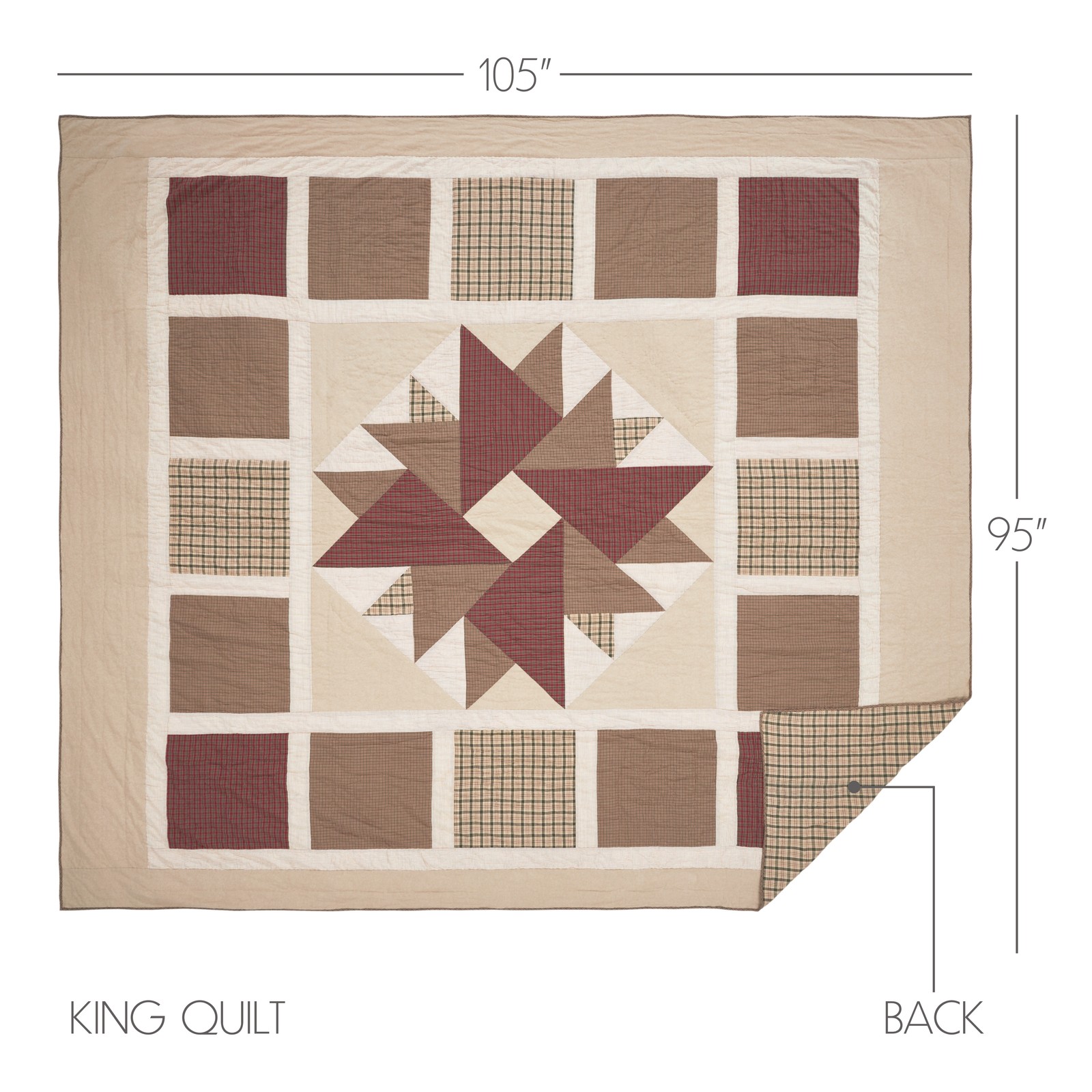Primitive King Quilt Set Tan Cider Mill Cotton VHC Brands gallery