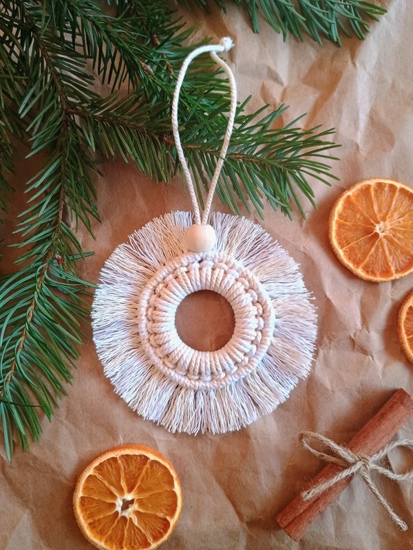 Handmade Macrame Ornaments Set of 6 - Boho Holiday Decor - Gift Box gallery