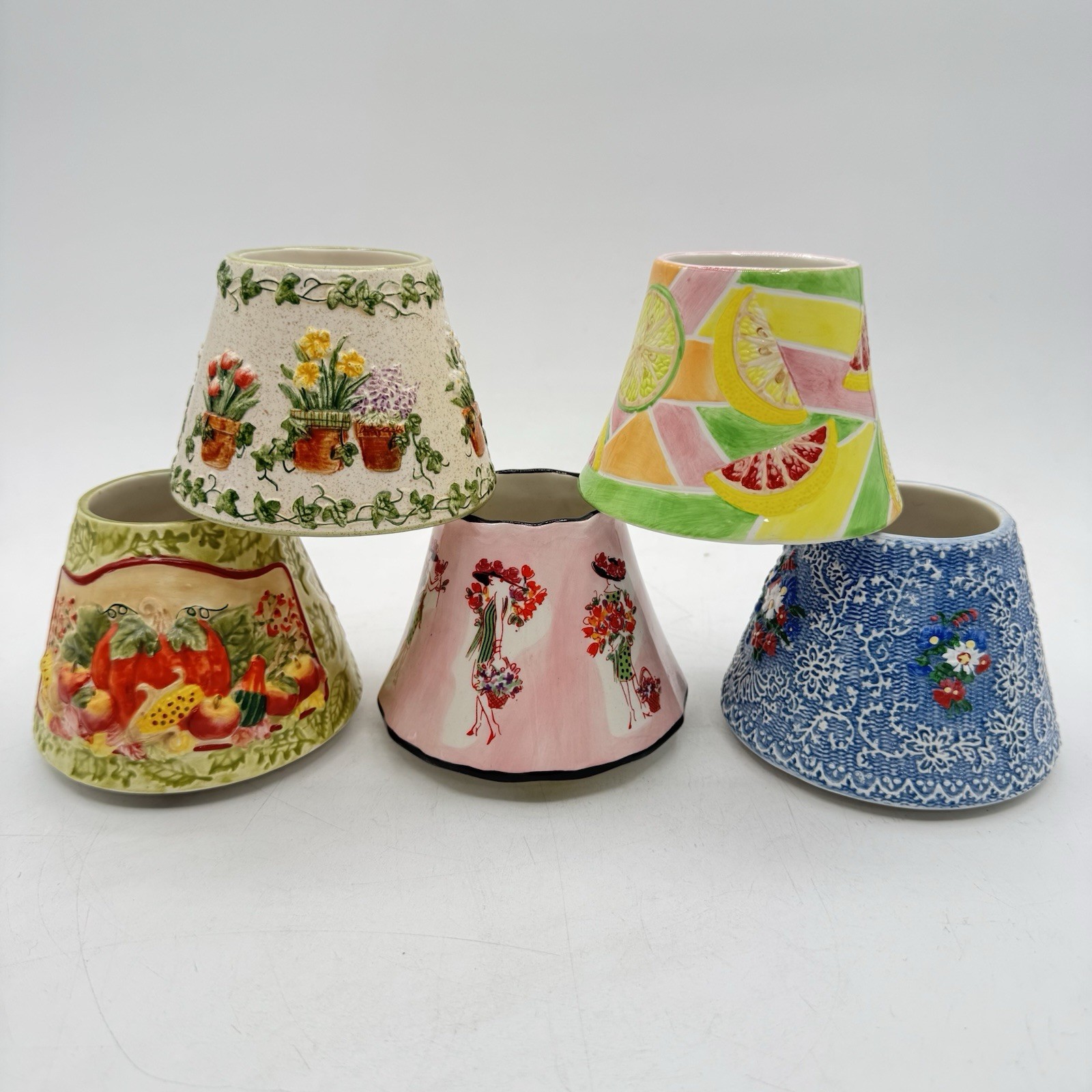 Yankee Candle & 1 PAC Small Shade Topper 5 Pc Lot Fall Summer Floral Vintage gallery