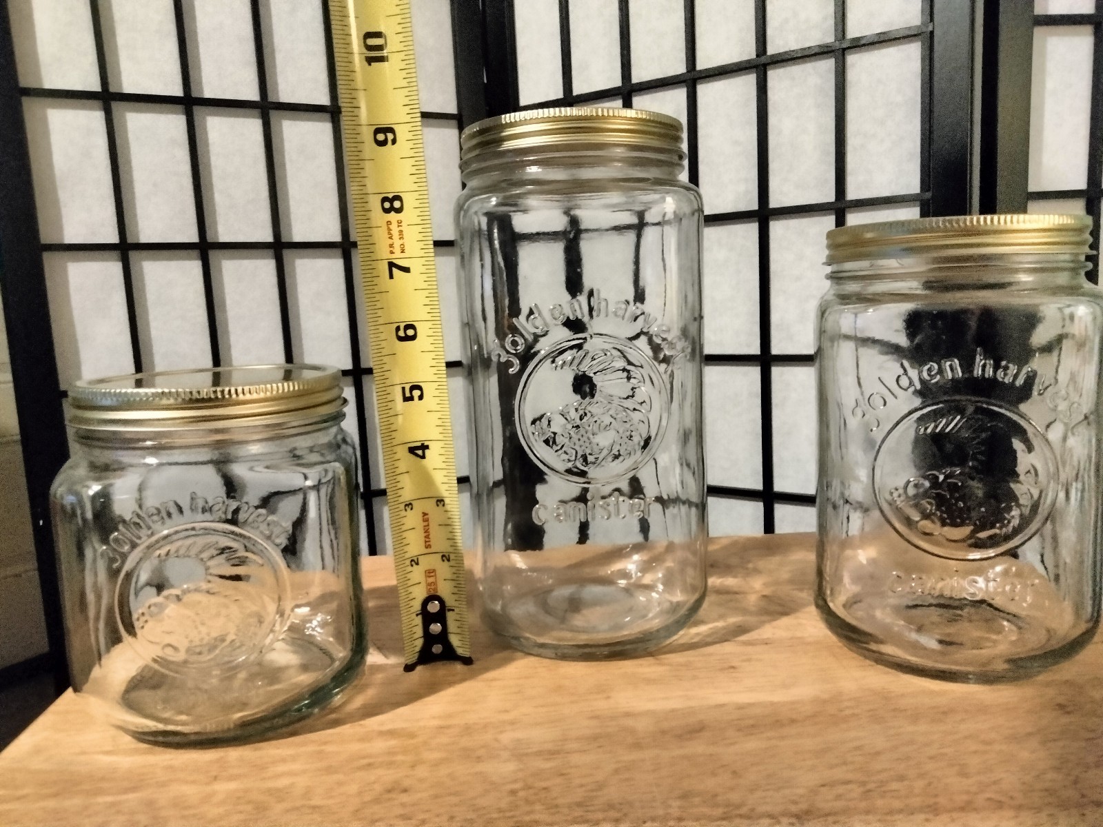 3 REPLACEMENT GOLD LIDS for Golden Harvest Square CANISTER Jars-LIDS ONLY gallery