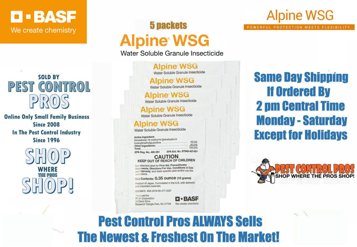 5 Packets Alpine WSG Water Soluble Granule Insecticide Kill Ant roach etc gallery