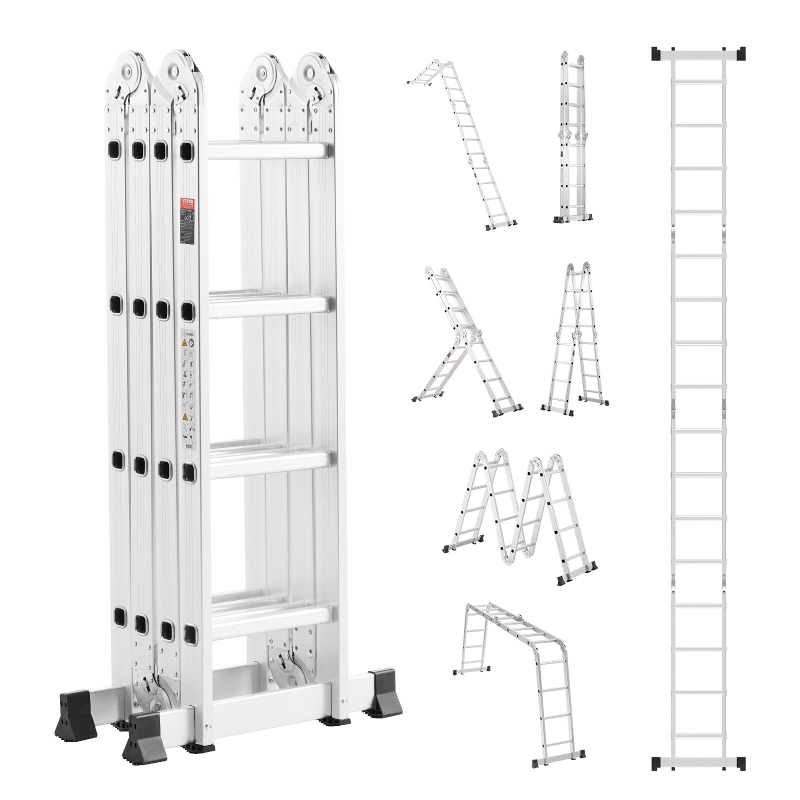 Multi-Purpose Folding Ladder 7-in-1 4 Step 15.5ft Reach Height for Work gallery