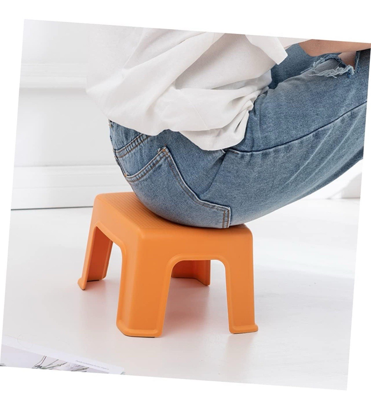Non-Slip Footstool for Adults Stackable Household Stool Bathroom Footrest Orange gallery