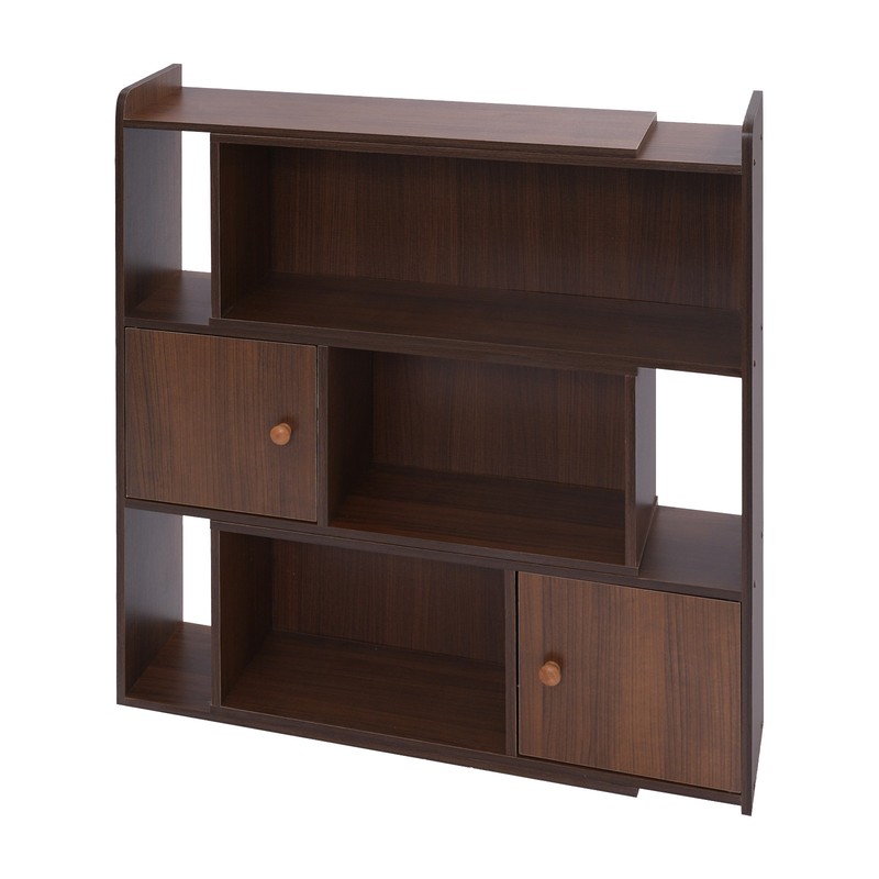 Stretchable Length 60-110cm Bookcase Modern Bookshelf W/Cabinet 3-Tier Bookshelf gallery