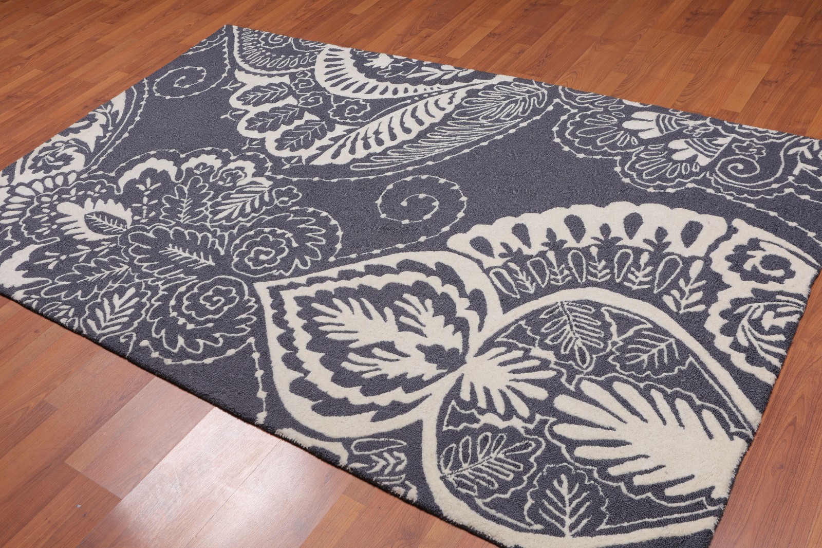 5' x 8' Handmade Loop & cut pile 100% Wool Traditional Oriental Area rug Ivory gallery