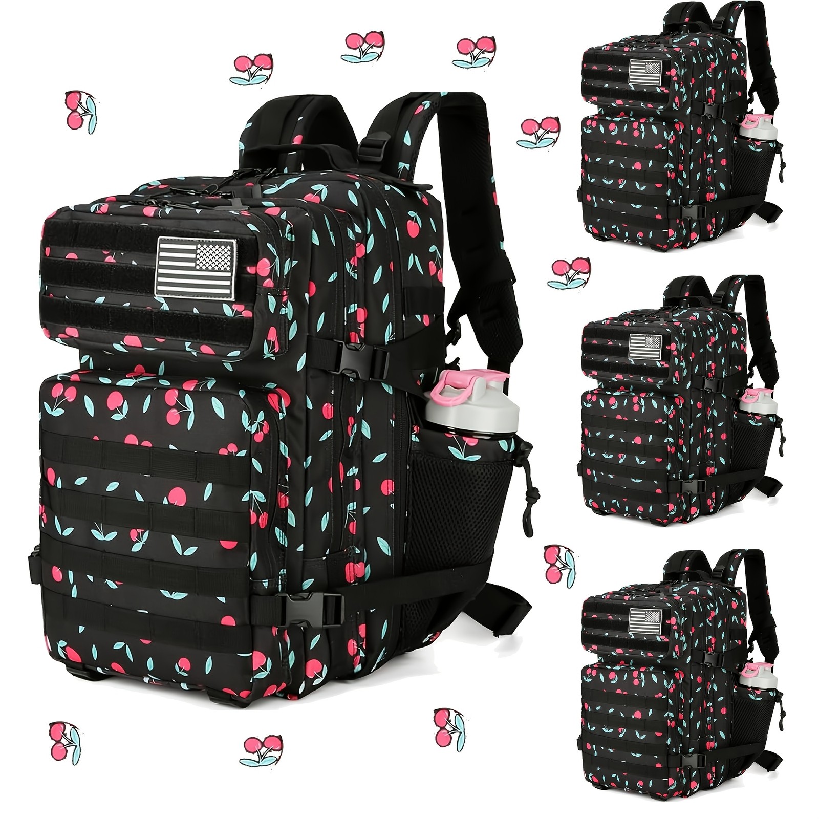 Tactical Backpack MOLLE 3 Day Assault Pack Cherry Print Hiking Camping Bug Out