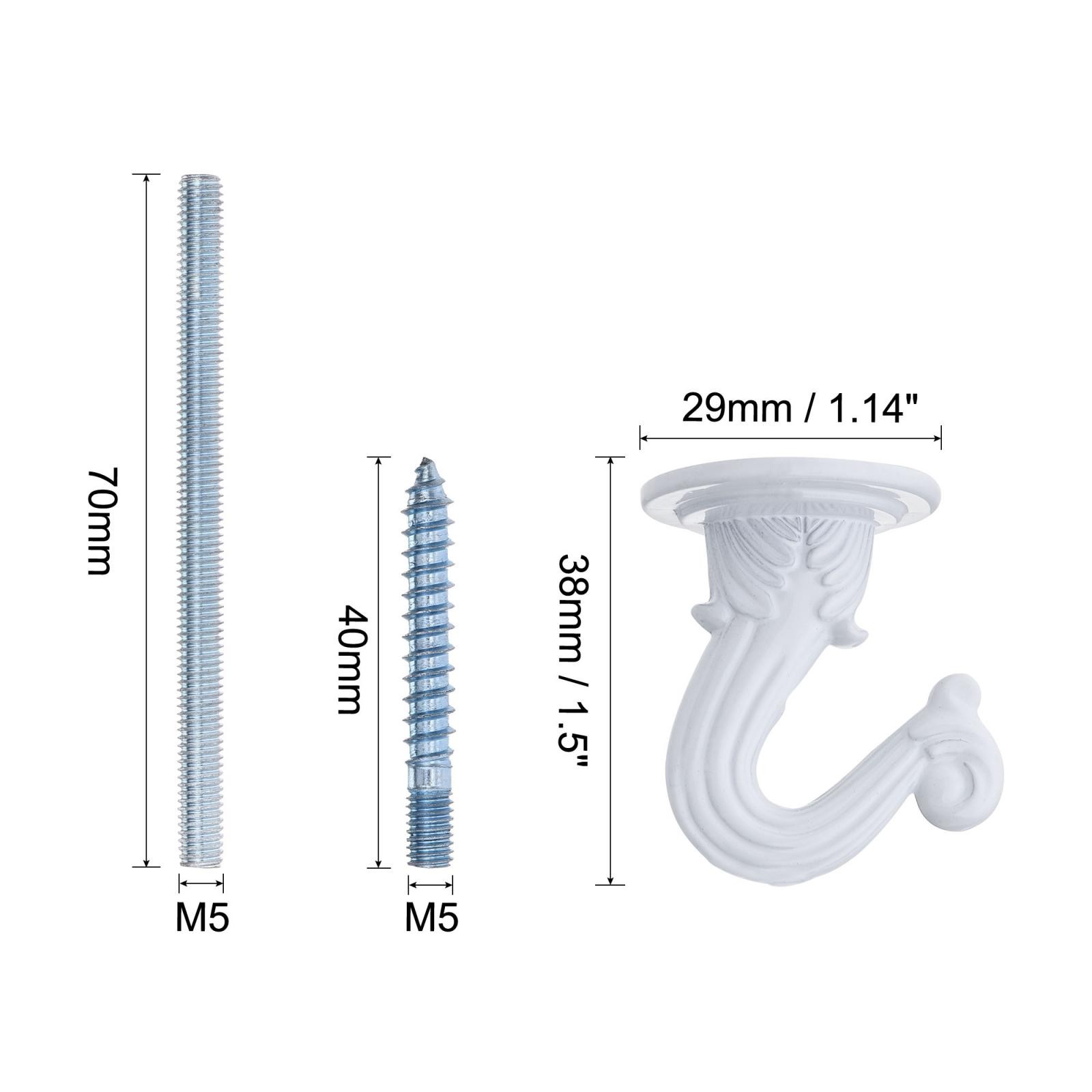 2Pcs Swag Ceiling Hooks with Hardware Zinc Alloy White Plants Hanging 29x38mm gallery