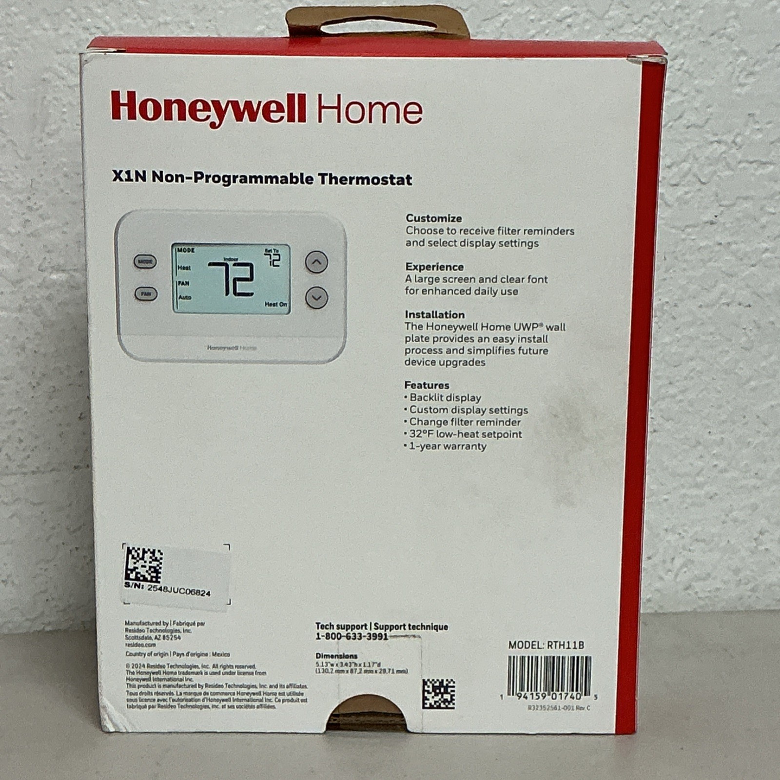 HONEYWELL RTH11B/N HOME X1N NON-PROGRAMMABLE THERMOSTAT SINGLE-STAGE 1-HEAT/COOL gallery