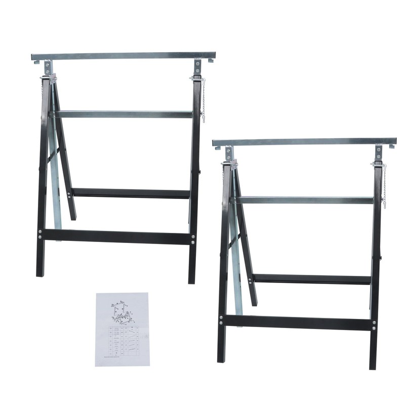 2 Pack 440 Lbs Adjustable 7 Level Height Foldable Metal Sawhorse Work Stand gallery
