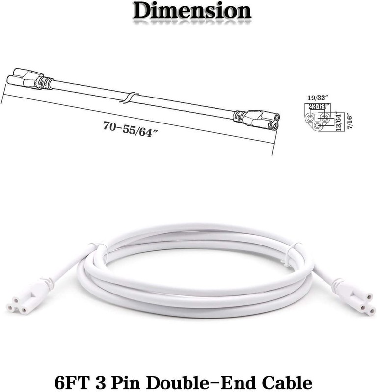 2FT 3FT 4FT 5FT 6FT 10FT Connector Cable Extension Cord 3-Pin T5 T8 Tube Light gallery
