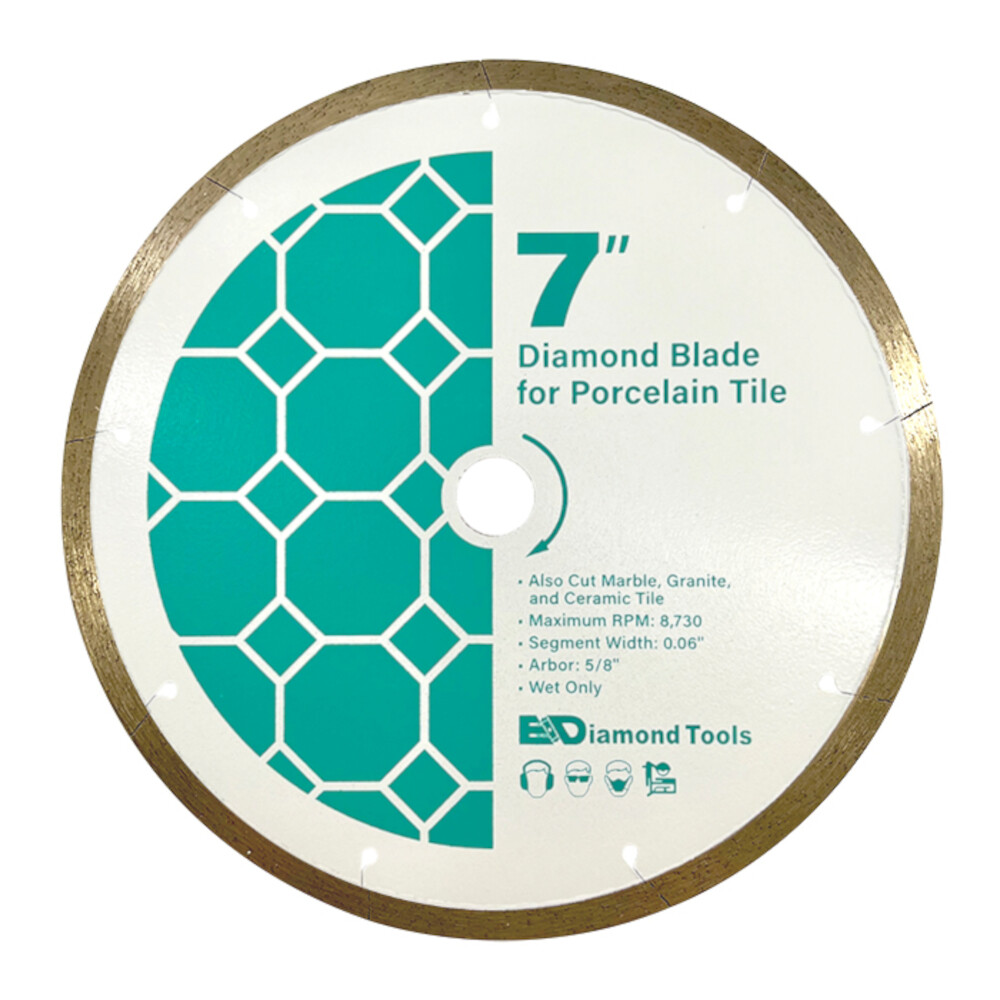 Continuous Rim Saw Blades for Porcelain Tile, Wet Only, 5/8" Arbor gallery