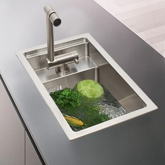 Workstation Ledge Inlay Horizontal and Vertical Installation Single Bowl W/Cover