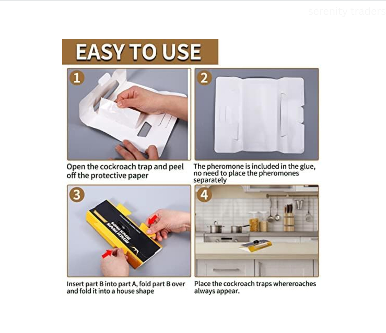20Pcs Cock Roach Traps–Indoor Glue Traps, Child & Pet Safe, Long-Lasting Bait... gallery