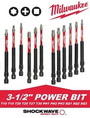 Milwaukee Shockwave Impact Driver Bits 3-1/2 Inch Length ALL SIZES 3.5″