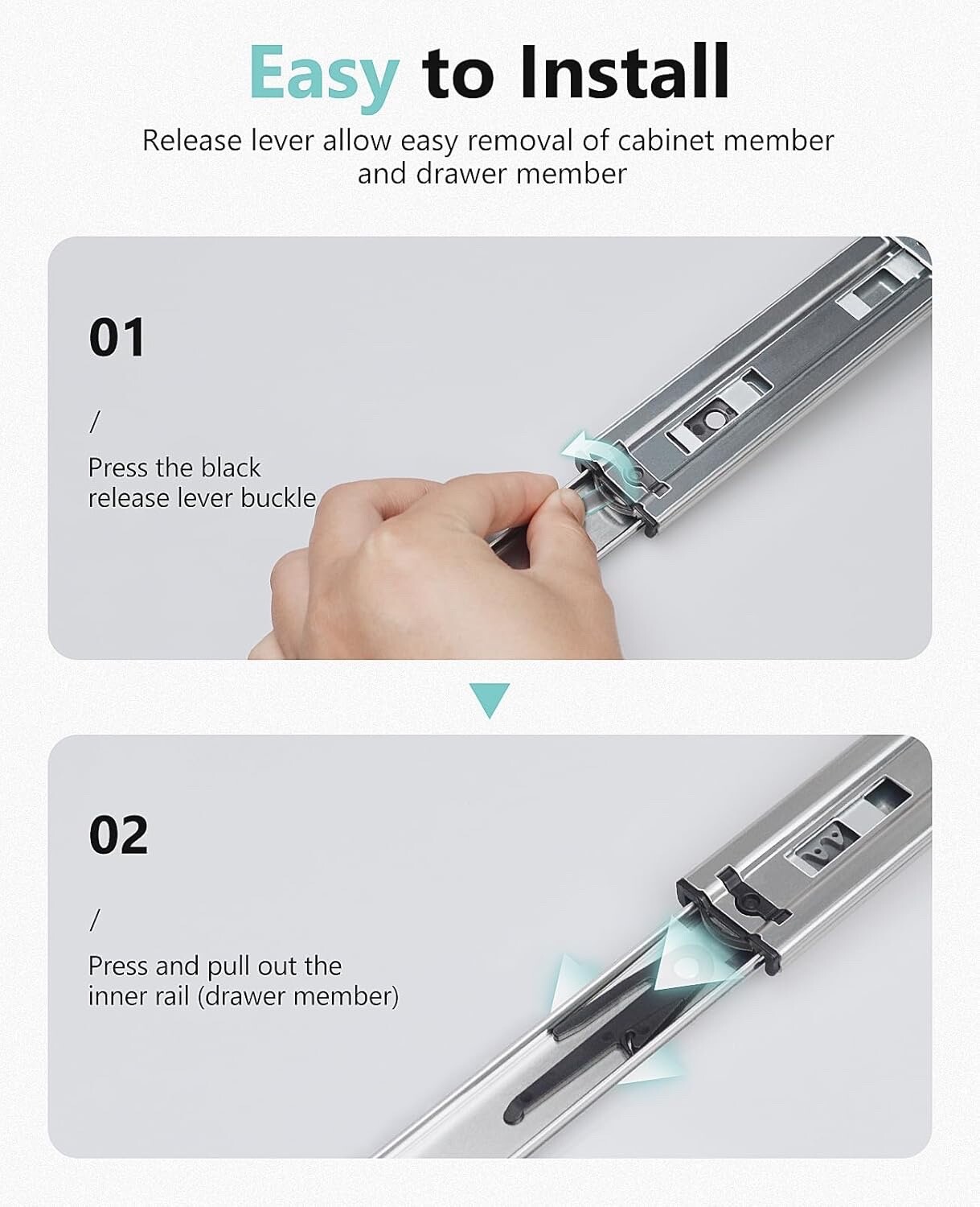 Soft-Close Drawer Slides Ball Bearing Full Extension 10"-28" 100lb Weight Limit gallery