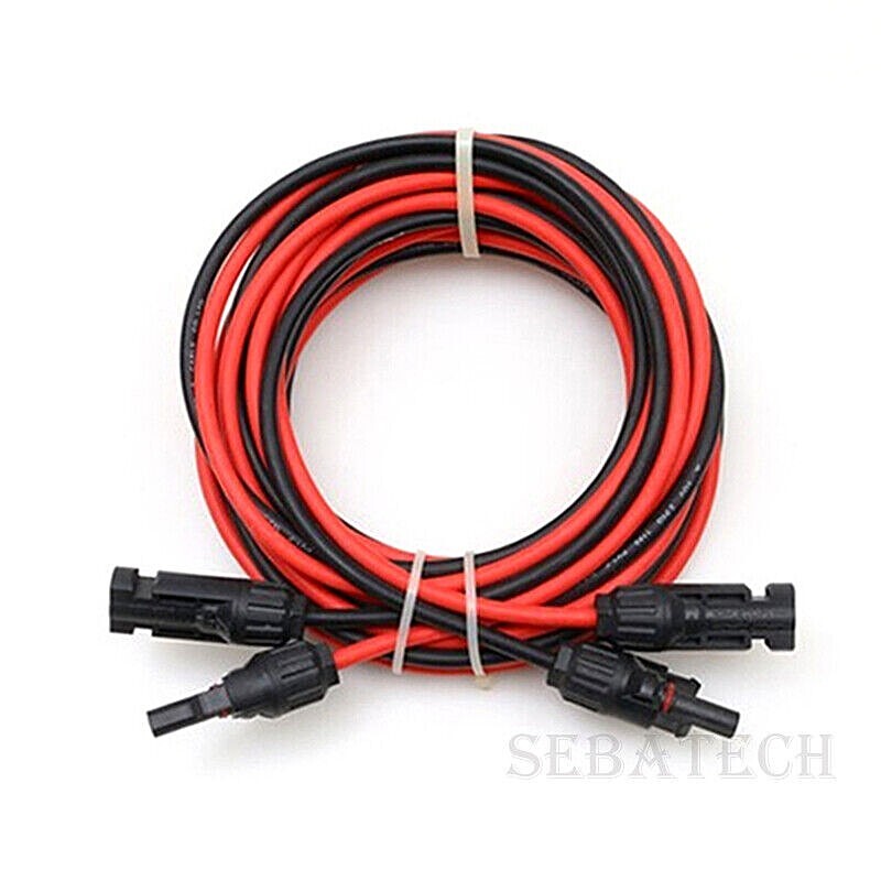 10 AWG Black Red Solar Panel Extension Cable Silicone Flexible Wire Connectors gallery