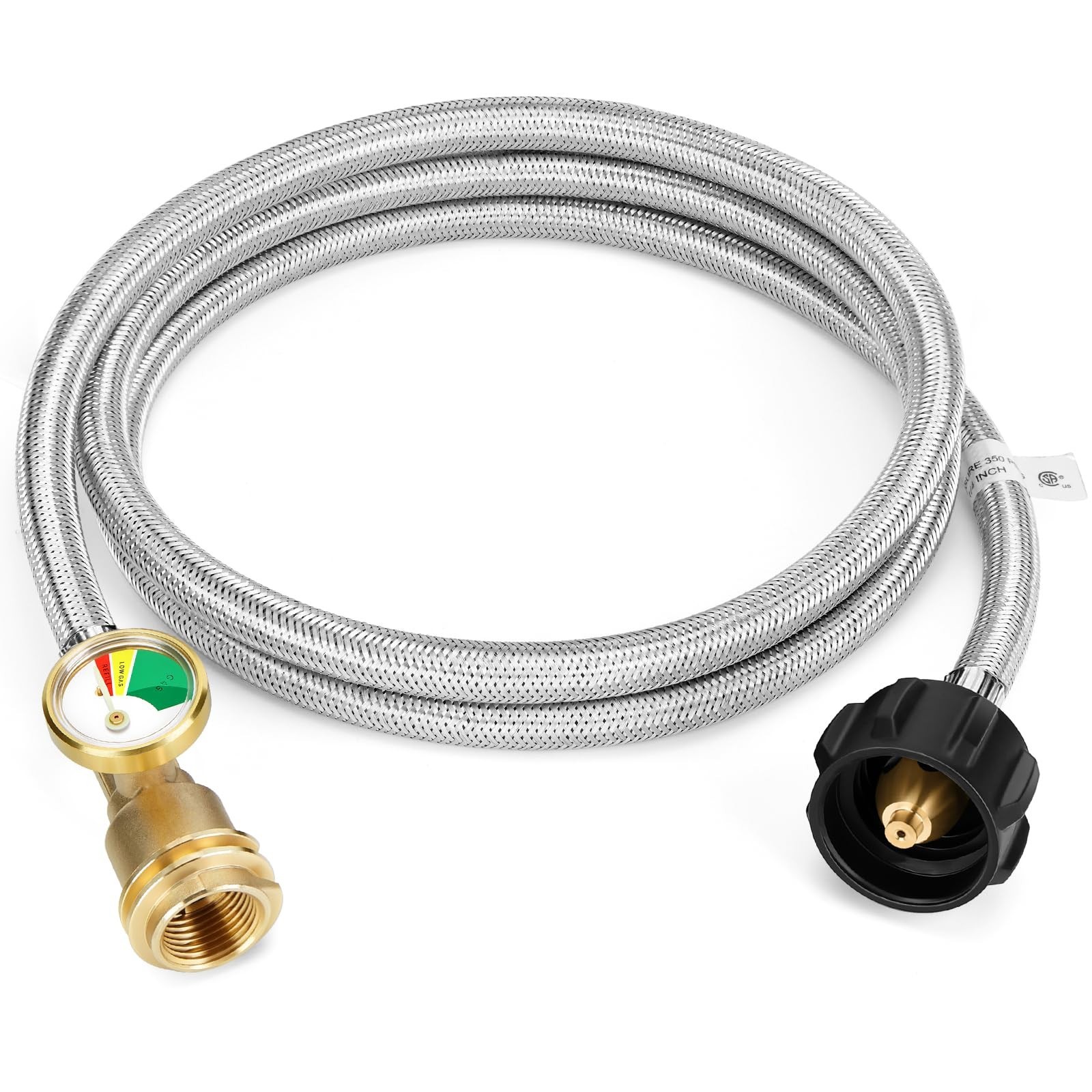 6 Feet Propane Tank Extension Hose Braided&Gauge Acme to Male QCC/POL Fitting gallery