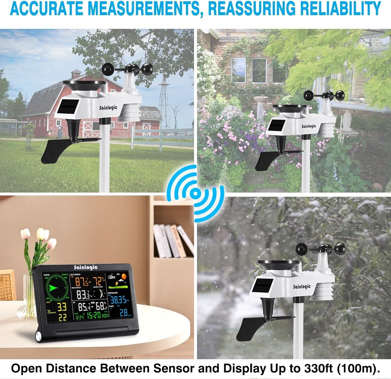 Sainlogic Weather Station Wireless 8-IN-1 Indoor Outdoor Color LCD Display gallery