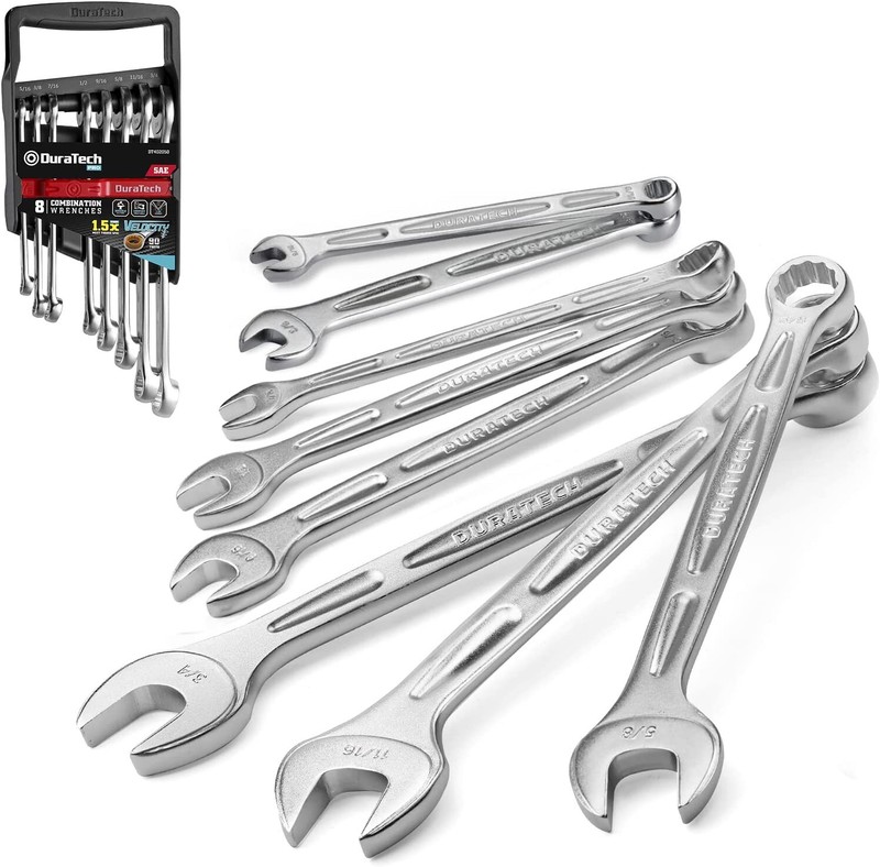 DURATECH 8PC Combination Wrenches Set SAE 5/16"-3/4"/Metric 8mm-19mm12-Point US gallery