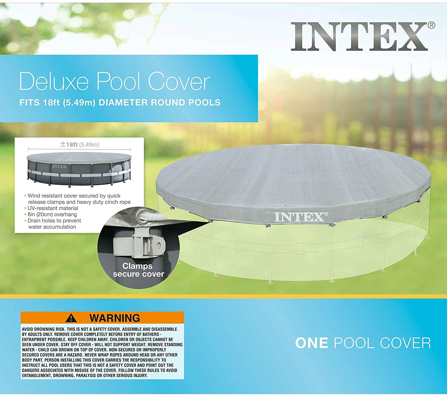 Intex 18' Ft Round 28041E Swimming Pool Cover for Ultra Frame Pools gallery