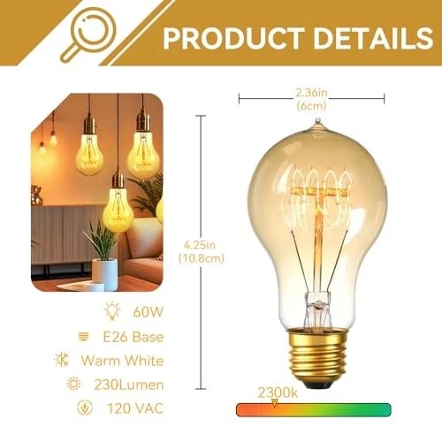 Incandescent Light Bulbs 60 Watt Dimmable Bulbs 4 4 Count (Pack of 1) A19 gallery