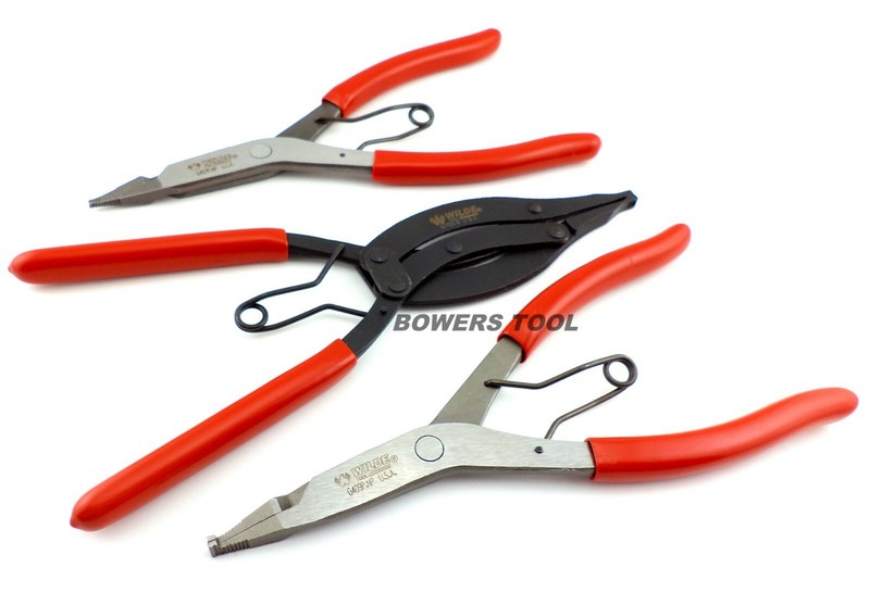 Wilde Tool 3pc Lock Ring Pliers Set Compound Right Angle 90 Straight MADE IN USA gallery